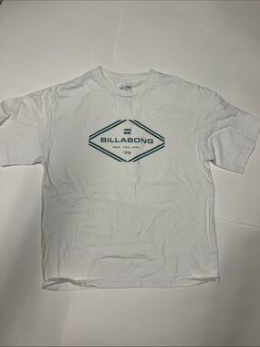 Billabong White Short Sleeve Tee with Teal Graphic